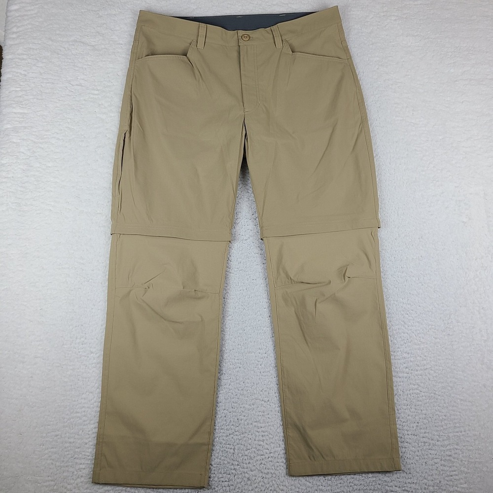 Eddie Bauer Convertible Tech Pants Men 38x30 Beige Tan Straight Performance Golf